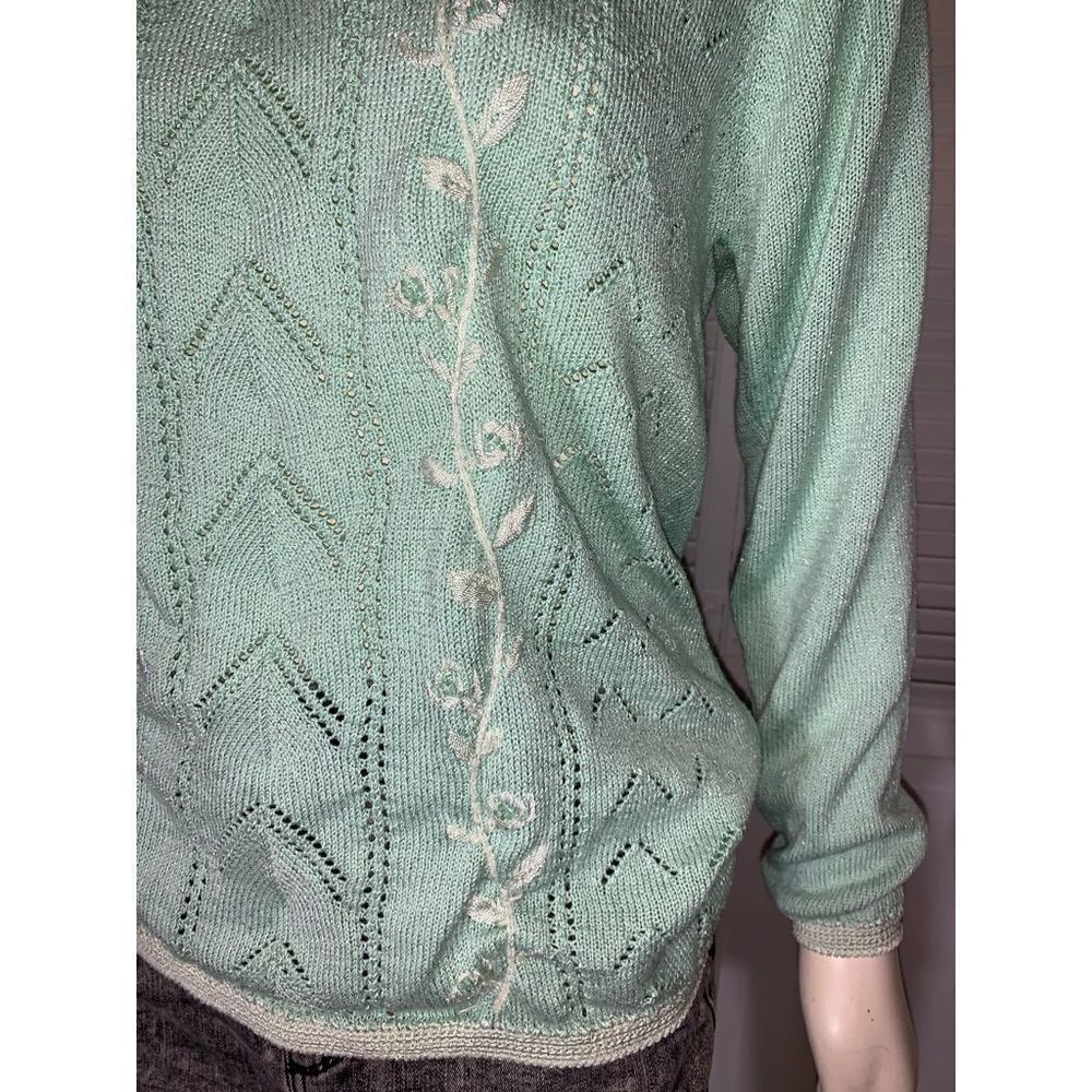 Vintage Pastel Embroidered Knit Sweater Large‎ - Picture 4 of 16